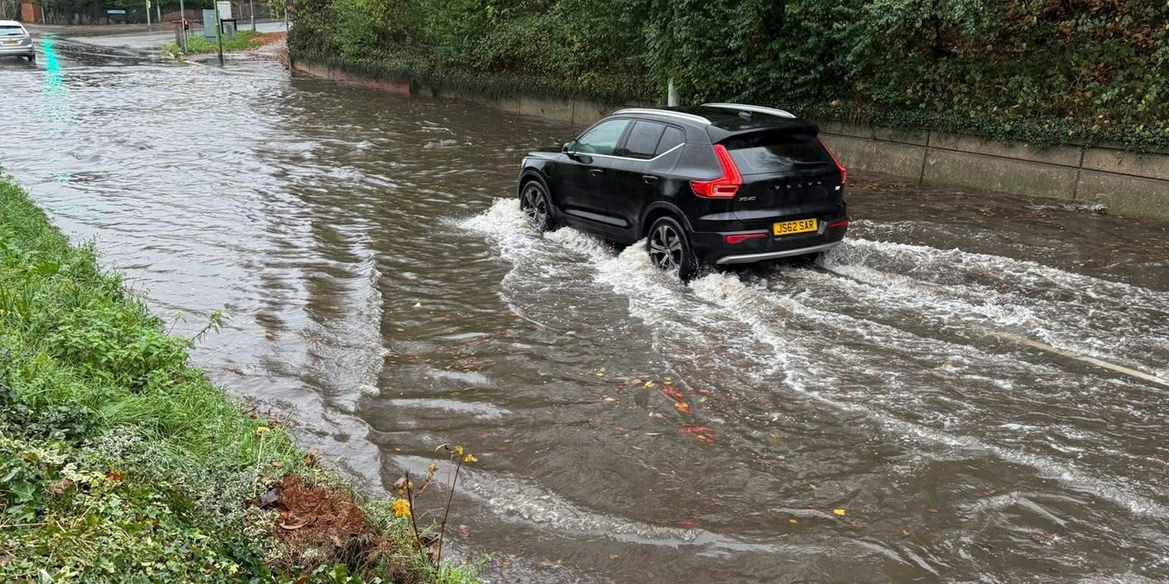 flooded road in hertfordshire